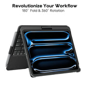 Edaiser Swivel Keyboard Case for Apple iPad Pro 11 Inch M4 M5, Wireless Bluetooth, 360-Degree Rotatable, Backlit Keys, Multi-Touch Trackpad, Pencil Holder, Black