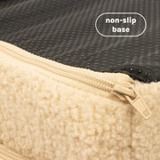 SportPet Designs Large Sherpa Bolster Couch Pet Bed, Plush Sofa Style Lounger, Removable Machine Washable Cover, Anti-Slip Bottom, Thick Supportive Foam Base, Beige, 35 x 25.5 x 8 in, 22133077