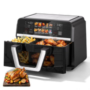 Patbrela 10QT Dual Basket Air Fryer Oven, Digital Control, Clear-View Window, Versatile Cooking, AF311