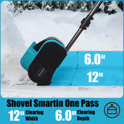 ZLieatmp Cordless Electric Snow Shovel, 21V Brushless Motor, 10-Inch Clearing Width, Lightweight Blue, with 2 Batteries