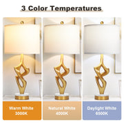 Cinkeda Vintage Black Resin Table Lamps Set of 2, 28 Inch, Touch Control with 3 Brightness Levels, USB-A and USB-C Charging Ports, AC Outlet, Dimmable LED Bulbs Included, WMTD-449