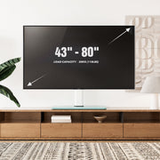FITUEYES Swivel Universal Table Top TV Stand, Adjustable Height 34-43 in, Fits 43-80 in TVs up to 110 lb, White Glass Base
