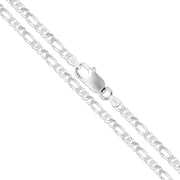 Sac Silver 625652469 Sterling Silver Diamond-Cut Figaro Link Chain Necklace, 3.9mm Width, 18 in, Solid 925 Italy