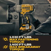 DEWALT 20V MAX XR 1/2 in High Torque Cordless Impact Wrench, Brushless Motor, 4-Speed Control, Precision Wrench, LED Work Light, Tool Only, DCF900B