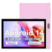 CUPEISI Android 14 Tablet 10 inch, 8GB RAM 64GB ROM & 1TB Expandable Tablets, Pink - 8MP Dual Camera