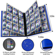 Hmchdler Trading Cards Binder, 360 Card Capacity, 9 Pockets Per Page, Blue or Black