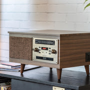 Crosley Serenade 8-in-1 Multi-Format Record Player with Bluetooth, 3-Speed Turntable, CD, Cassette, AM/FM Radio, Walnut