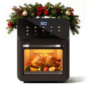 HOMSHADE 10QT Air Fryer Convection Oven, 10 Preset Cooking Modes, LED Digital Color Display, Visible Window, 1400W, Stainless Steel Interior