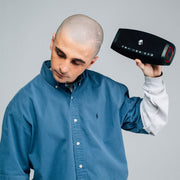 Skullcandy Barrel Micro Bluetooth Speaker, IPX7 Waterproof, Bass Boost, Built-In Carabiner, 12h Playtime, LED Light Show, Black