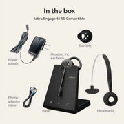 Jabra Engage 45 SE Convertible Wireless Headset, Bluetooth 5.0, DECT Security Certified, Active Noise Cancellation, 9 Hour Talk Time, Black, 9655-523-125