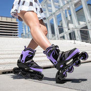 2PM Sports Kids Adjustable Inline Skates with Full Light-Up Wheels, Purple, Ages 4-12