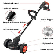 G PEH 230.6920012 Weed Wacker 3 in 1 Cordless Push Lawn Trimmer with Wheels Weed Eater Tool