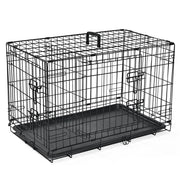 ABC Pet Folding Metal Dog Crate, Durable Double-Door Wire Kennel with Leak-Proof Tray, Black, 48x30x32.7 in