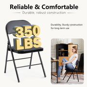 Concetta 2 Pack Folding Chairs, Portable Indoor Outdoor, Leather Padded Seat, Rust-Resistant Metal Frame, Black and Khaki