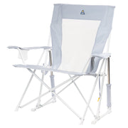 GCI Outdoor Comfort Pro Rocker XL Oversized Rocking Camping Chair, Heathered Light Blue, Foldable with Beverage Holder and Phone Pocket, 350 lb Capacity, 520492-GCIO001