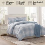 Mainstays Plaid 5-Piece Blue Comforter Set, King, Polyester, Hypoallergenic, All-Season, MSD566170522057