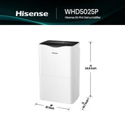 Hisense WHD5025P 50 Pint Dehumidifier, 4,500 Sq. Ft Coverage, Energy Star Certified, Easy Carry Handle, Low Noise Operation, White