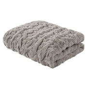 Ruched Faux Fur Throw Blanket Gray