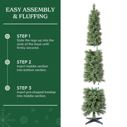 Holiday Time 7' Pre-Lit Shelton Cashmere Pencil Fir Green Artificial Christmas Tree with Warm White LED Lights