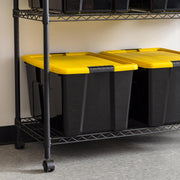 IRIS 500277 60qt Storage Bin with Secure Latching Buckles, Black/Yellow