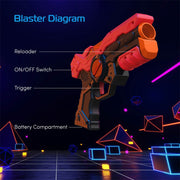 Tzumi Kiddos Laser Tag Blasters Set with 4 Battery Powered Blasters and Wearable Vests, Red and Blue, Indoor and Outdoor Play, 50-Foot Range, 30376