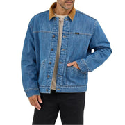 Wrangler Vintage Sherpa-Lined Men's Denim Jacket, Antique Indigo, Corduroy Collar, Hidden Inside Pocket, XL, 112368295