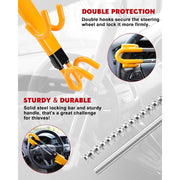 MRSXXNTY Steering Wheel Lock, Heavy-Duty Alloy Steel Twin Bars, Adjustable Fit 6.6