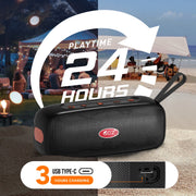 GCZ BT108 Portable Wireless Bluetooth Speaker, 40W, Dual 2-Inch Drivers, Bluetooth 5.4, IPX7 Waterproof, 24-Hour Battery, Black