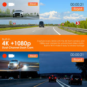 Rexing CPDUO-7 Wireless CarPlay/Android Auto Receiver with 4K Dash Cam, 1080p Rear Camera, GPS, Bluetooth, 32GB Card