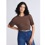Sofia Vergara Women's Plus Size Sofia Tee with Short Sleeves, Branch Brown, XS