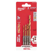 Milwaukee 48-89-4644 4 PC SHOCKWAVE RED HELIX Titanium Drill Bit Set