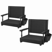SPECSTAR VH1430US-BK Stadium Seats, 2 Pack Portable Bleacher Chairs with Back Support, Armrests, Cup Holders, Black