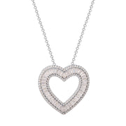 Brilliance Fine Jewelry C902622RZW-B.WT Sterling Silver Simulated Diamond Heart Pendant, 18