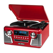 Victrola Retro Style Turntable with Bluetooth and CD Player in Red-V50-200 Red