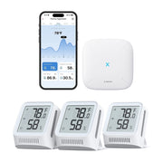 X-Sense Wi-Fi Hygrometer Indoor Humidity, Smart Hygrometer Thermometer with Remote Monitoring, 3-Pack w/ 1 Base Station