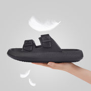 VONMAY VS-ZG-02 Pillow Slippers, Unisex Adjustable Double Buckle EVA Sandals, Black