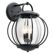 Kichler Vandalia Collection 3-Light Outdoor Wall Lantern, Textured Black, Aluminum Frame, Clear Seeded Glass, 18 in H, 14 in W, 49729BKT