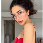 Retro Cat Eye Anti-blue Light Glasses Women Men Computer Optical Glasses High Metal Frame Glasses Plain Glasses