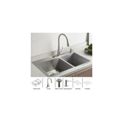 KOHLER K-3823-4-NA Vault Offset Kitchen Sink with Four-Hole Faucet Drilling