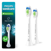 Philips Sonicare W DiamondClean Electric Toothbrush Replacement Heads, Whitening, White, 2 Pack, HX6062/77