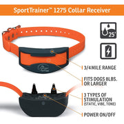 SportDOG Brand SD-1275E SportTrainer 1275 Electronic Dog Training Shock Collar - Orange/Black