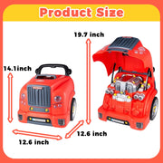 Liegorji Interactive Red Truck Engine Toy with Lights and Sounds, Detachable Parts, Electric Drill, Educational Pretend Play for Kids Ages 1-8, Red