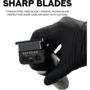 Supreme Trimmer Vader Lite Hair Finishing Trimmer, Cordless Barber Liner with Zero Gap DLC T-Blade, 7000 RPM Motor, 120 Min Runtime, USB-C Fast Charge, Guide Guards, Black, ST3700