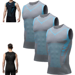 Prosody Evolv V Boost Men's Compression Shirt, Advanced Muscle Shaping, Quick-Dry Breathable Fabric, Sleeveless Activewear Top, Black White Gray, S-5XL