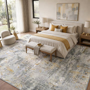 CHITOOMA 8'x10' Abstract Distressed Area Rug, Machine Washable, Low Pile, Non-Slip Backing, Stain Resistant, Beige, 35810A-XBE