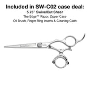 Olivia Garden SwivelCut Hairdressing Shears Set, 5.75 in, Steel Alloy Blades, Ergonomic Swivel Handle, Intro Case with The Edge Razor and Accessories, 640-SWC02