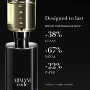 Armani Beauty Code Pour Homme Eau de Toilette Spray, Ambery Woody Fragrance, Refillable Bottle, 4.2 Fl Oz, LD4235