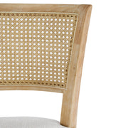 Christopher Knight Home Dining Chairs Set of 2 with Handwoven Rattan Cane Back, Beige Upholstered Seat, Natural Rubberwood Frame, Curved Legs, 204821