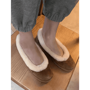 ScarletteEmmy Womens Plush-Lined Slip-On Winter Shoes, Khaki, 8 (39) 245mm