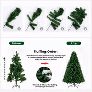 AUOSHI 7.5 FT Prelit Artificial Christmas Tree with 1600 Branch Tips, 380 LED Lights, 11 Lighting Modes, Remote Control, Iron Stand, 24 Ornaments, Gold Tree Topper
